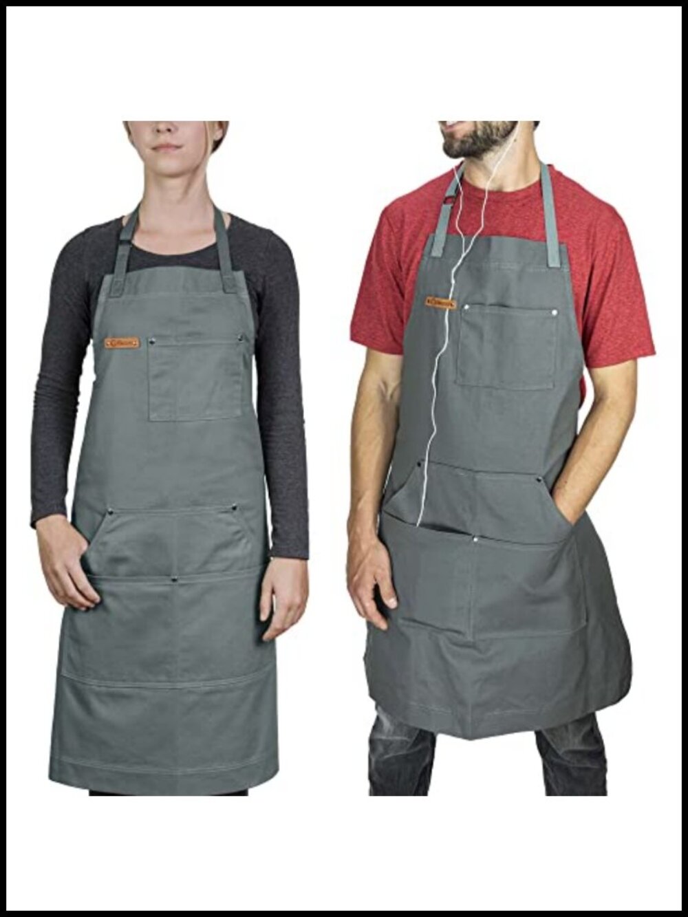 Chef Apron 100% Cotton Unisex Adjustable Neck Strap Pockets Bib Kitchen Cooking